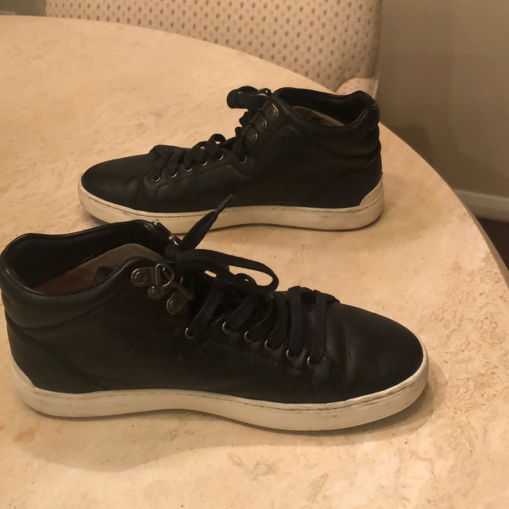 rag & bone Black Leather Lace-Up Sneakers with White Sole - Picture 8 of 8